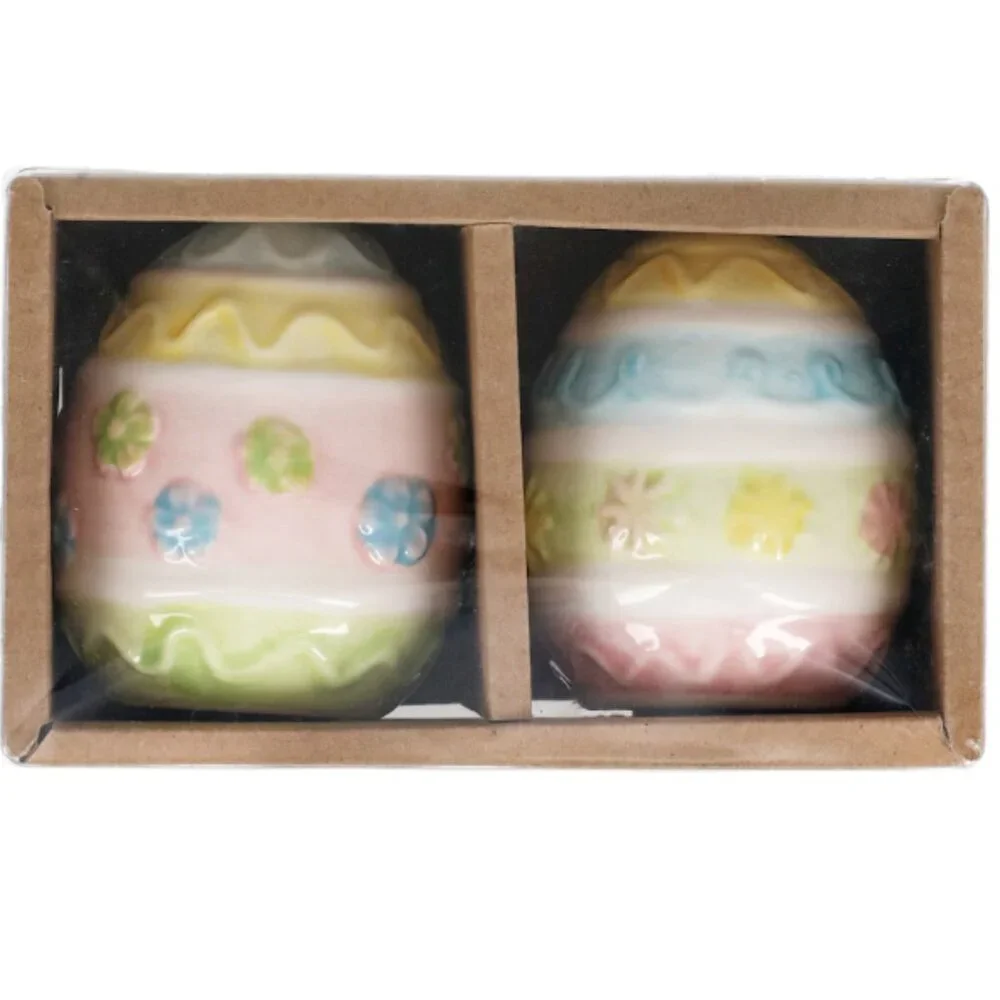 Easter Egg Themed Ceramic Salt and‎ Pepper Shakers | NWT